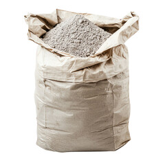 Bag of cement, white isolate background transparent background