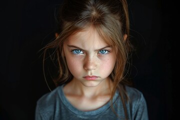 Angry Expression of a Young Girl Portrait
