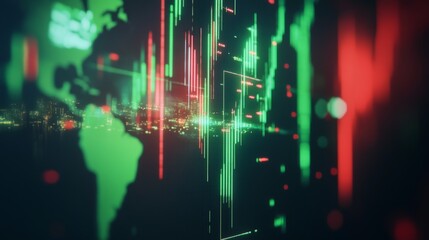 Naklejka premium Digital Data Visualization on Global Map Background