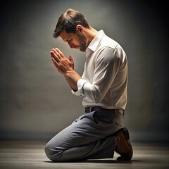 man on his knees praying