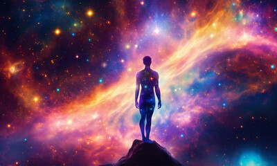 silhouette of a person in the sky. generative ai