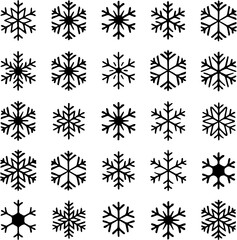 Snowflake Vector Set, Snow Icon Designs for Winter and Decoration