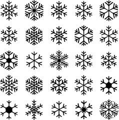 Snowflake Vector Set, Snow Icon Designs for Winter and Decoration