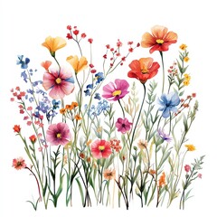 A vibrant collection of wildflowers in various colors, showcasing nature's beauty and diversity in a cheerful arrangement.