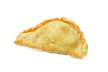 Fried pastels isolated on white background. Fried pastel is a popular snack from Indonesia filled with vegetables or chicken