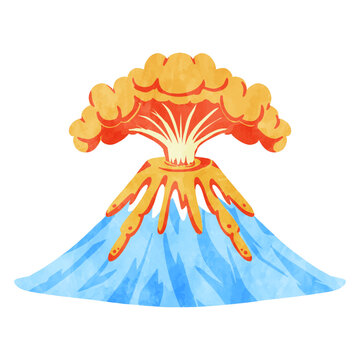 recommend clip art: シンプルな富士山噴火の水彩イラスト
