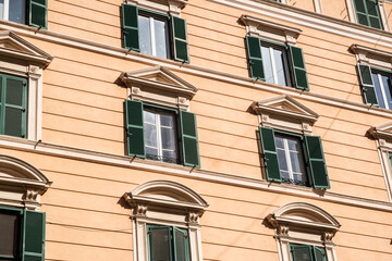 Architecture of old vintage buildings of Rome, Italy