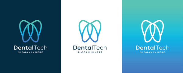 
Dental Clinic Logo Tooth Tech abstract Linear Dentist Stomatology Vector logo design 