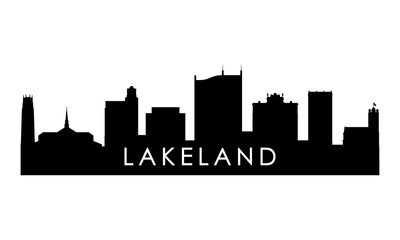 Naklejka premium Lakeland skyline silhouette. Black Lakeland FL city design isolated on white background. 
