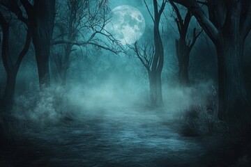 Mysterious forest moon mysterious moonlit.