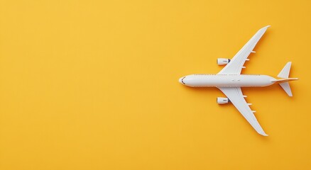 White airplane model on a yellow background.