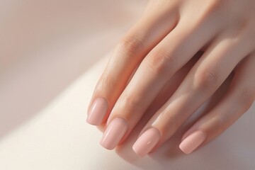 Fototapeta premium Pink nails manicure, women's beauty