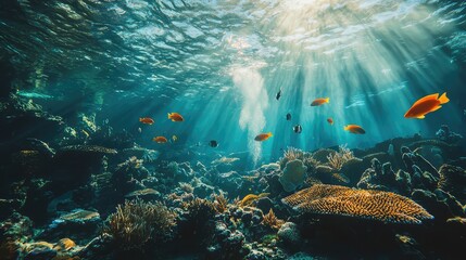 Naklejka premium Serene Underwater View of a Marine Aquarium Environment