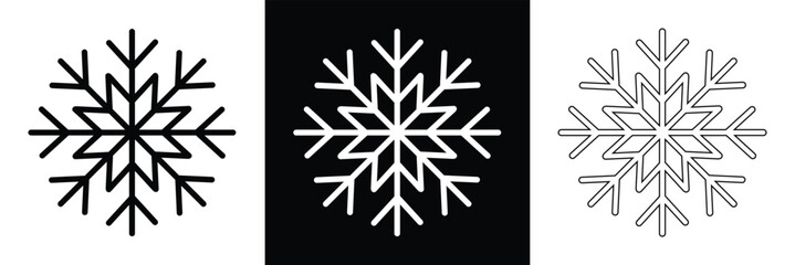 Flat design line snowflakes vector icon set. snowflake line icons on black and white background in eps 10.