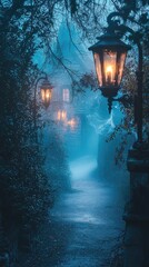 Misty Pathway Leading to a Mysterious House