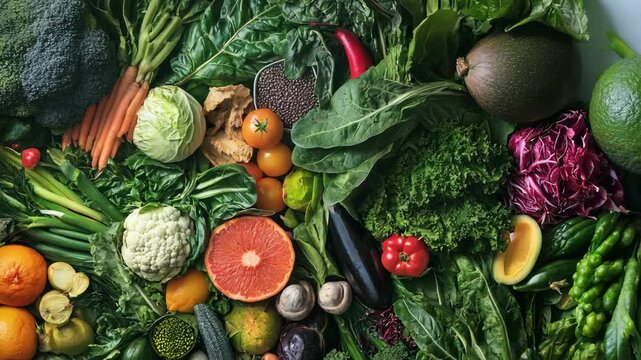 Various fresh vegetables laid out