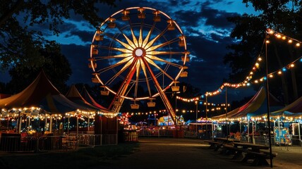 Ferris wheel and carnival lights