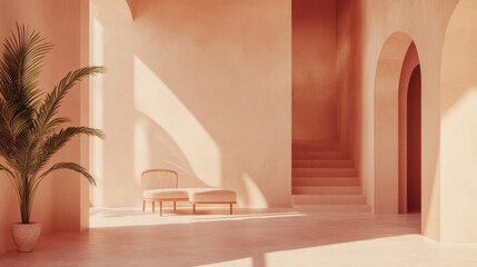 Fototapeta premium Matte pastel background transitioning from peach to pink, offering a soft and smooth visual experience, ideal for calming designs
