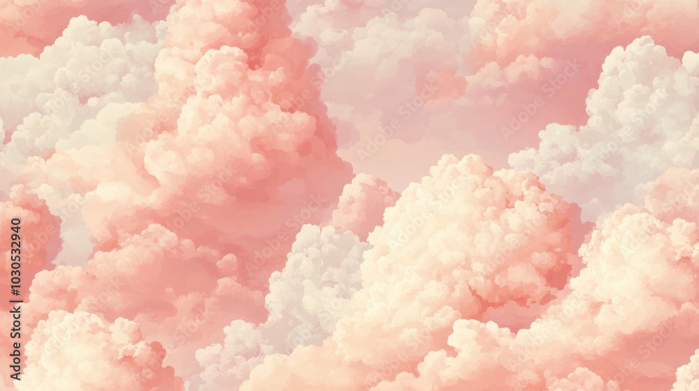 Canvas Prints Soft, pastel clouds create a serene and dreamy atmosphere in this digital artwork.