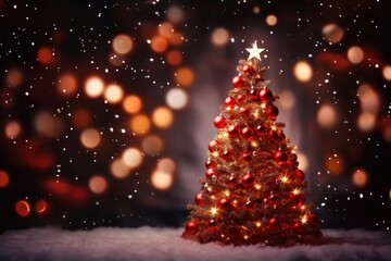 Obraz premium Christmas night tree red.