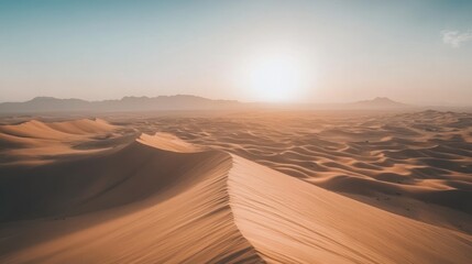 Naklejka premium Golden Desert Dunes at Sunset