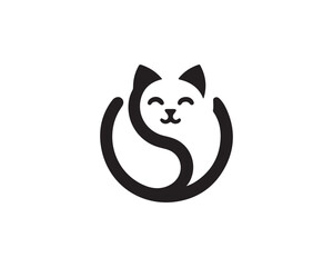 black and white cat vector