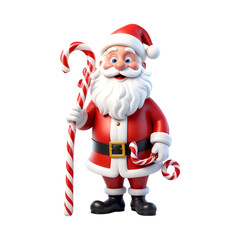 Cute Santa Claus 3d character on transparent background isolated. Christmas Santa png