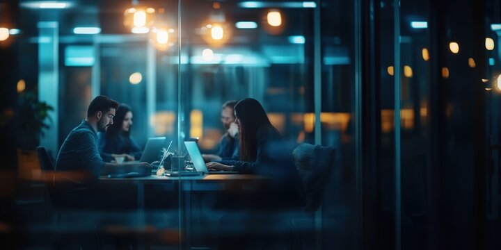 Business team meeting female laptop electronics. - Powered by Adobe