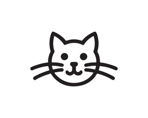 Cat head logo. Cat head icon. Cat face logo. Silhouette simple. Flat style. Black cat face icon logo. Logo design template. Vector illustration. Animal logotype concept. 