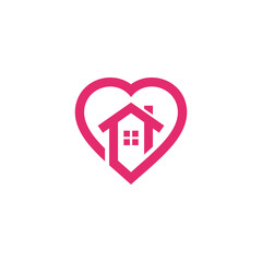 Heart Home logo design vector template