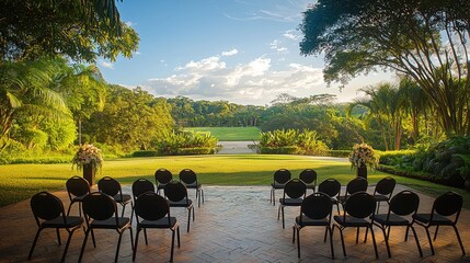 Naklejka premium Elegant Outdoor Venue with Serene Natural View