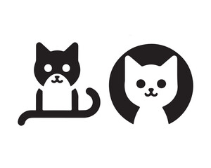 Cat head logo. Cat head icon. Cat face logo. Silhouette simple. Flat style. Black cat face icon logo. Logo design template. Vector illustration. Animal logotype concept. 