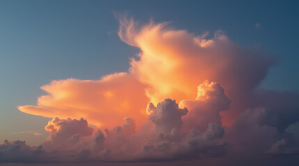 Vibrant Blue Skies with Puffy Clouds in Various Formations - Image of Majestic Sky and Cloudscape at Sunset