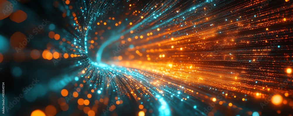 Fototapete a dynamic image of an information highway, showcasing streams of light weaving together to represent