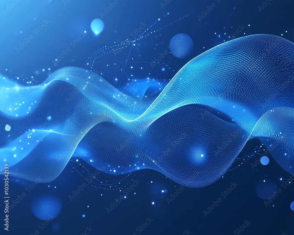 Poster Abstract blue banner design for a technology website, featuring dynamic shapes and gradients to convey innovation and modernity