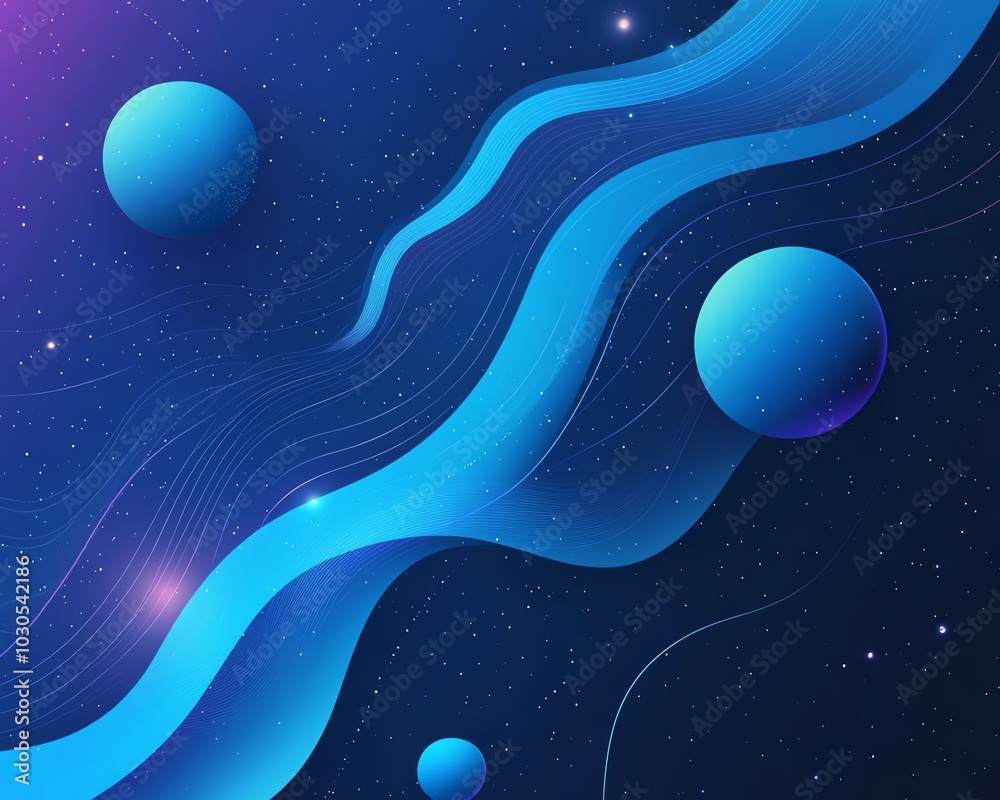 Poster Abstract blue banner design for a technology website, featuring dynamic shapes and gradients to convey innovation and modernity