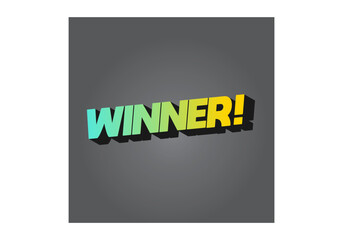 Winner. Text effect with modern color in 3D style