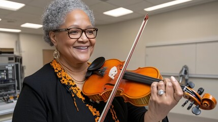 Woman playing violin.