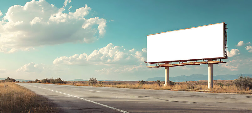 Roadside Billboard with a PNG Cutout Screen and Transparent Background, Perfect for Overlaying Digital Content, Advertisements, or Custom Visuals in Commercial Settings.