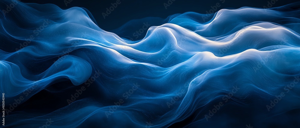 Aufkleber contemporary tech background with flowing blue abstract lines that define direction and create a sen