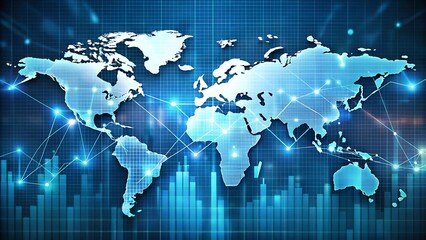 Obraz premium World map with graph in futuristic concept 