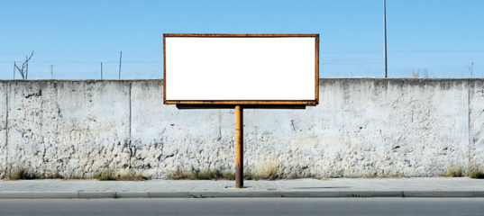 Roadside Billboard with a PNG Cutout Screen and Transparent Background, Perfect for Overlaying Digital Content, Advertisements, or Custom Visuals in Commercial Settings.