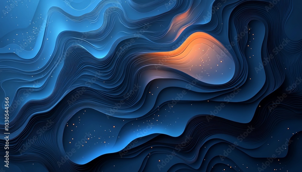Aufkleber Elegant abstract blue banner for a technology platform, featuring gradients and intricate patterns for a contemporary feel