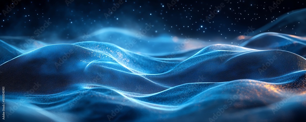 Poster modern tech background featuring blue abstract lines that symbolize direction and movement, creating