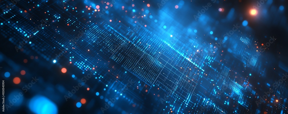 Poster Modern tech background featuring blue abstract lines that symbolize direction and movement, creating a sense of forwardthinking