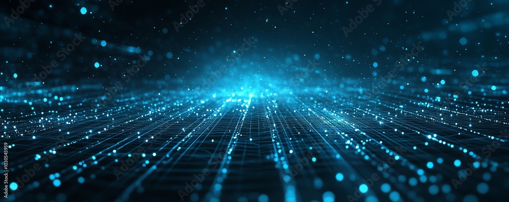 Poster Modern tech background featuring blue abstract lines that symbolize direction and movement, creating a sense of forwardthinking