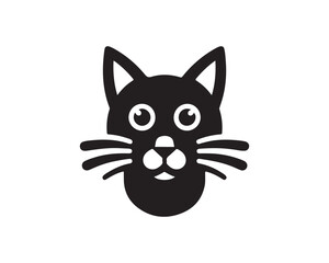 Cat head logo. Cat head icon. Cat face logo. Silhouette simple. Flat style. Black cat face icon logo. Logo design template. Vector illustration. Animal logotype concept. 
