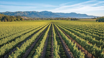 Aerial View of Lush Vineyard in Bloom