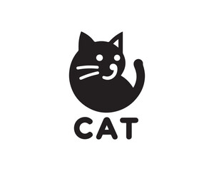 Cat head logo. Cat head icon. Cat face logo. Silhouette simple. Flat style. Black cat face icon logo. Logo design template. Vector illustration. Animal logotype concept. 