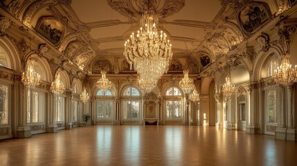 Grand Ballroom with Ornate Chandeliers
